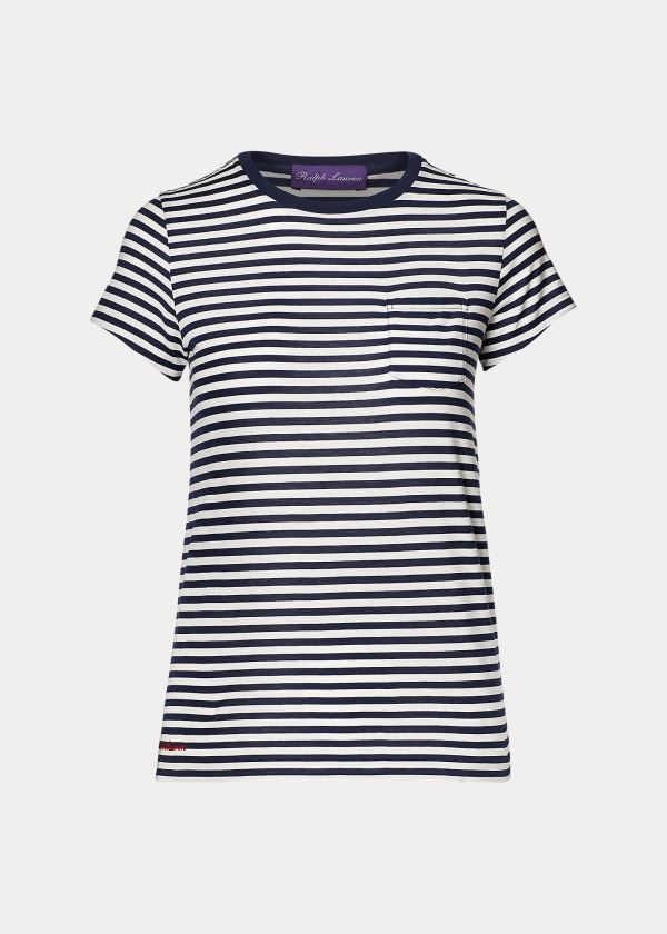 T Shirt Ralph Lauren Striped Crewneck Pocket Mulher 17985-KXST